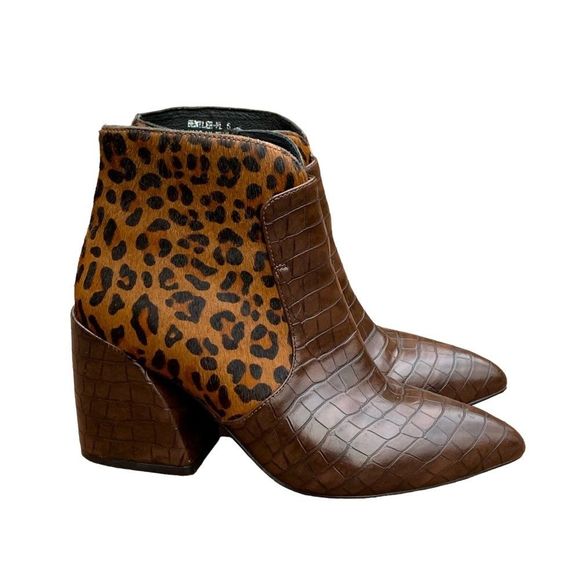 New! Jeffrey Campbell Bentlee Boot size 6 Croc Embossed & Cheetah - Picture 6 of 13